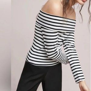 Anthropologie Off-The-Shoulder Striped Top, Size XL